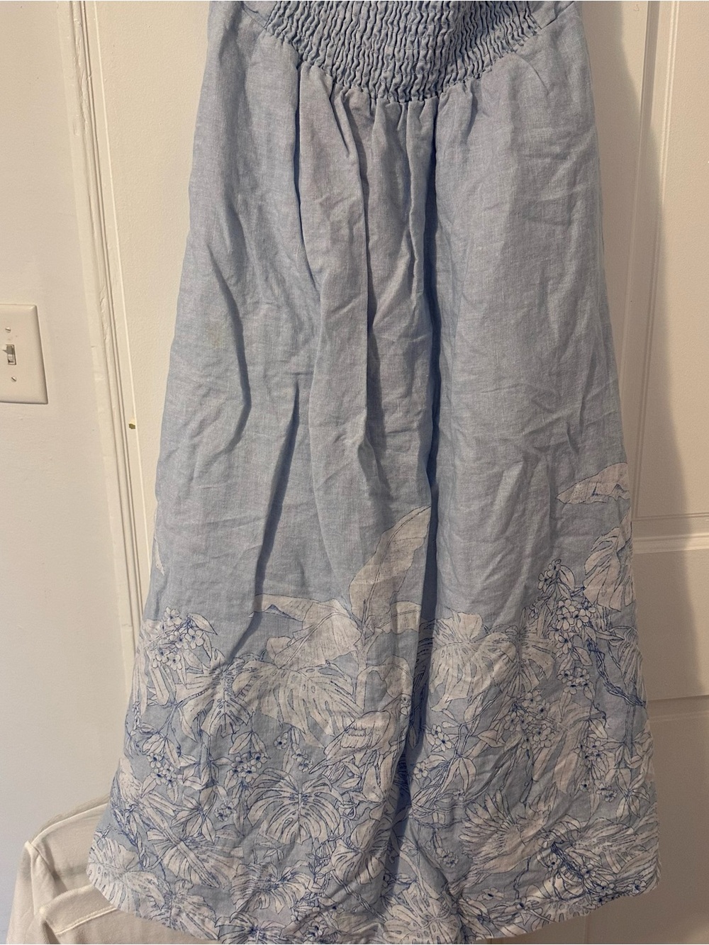 Tommy Bahama Light Blue Halter Midi Dress with White Floral Border - Picture 7 of 9